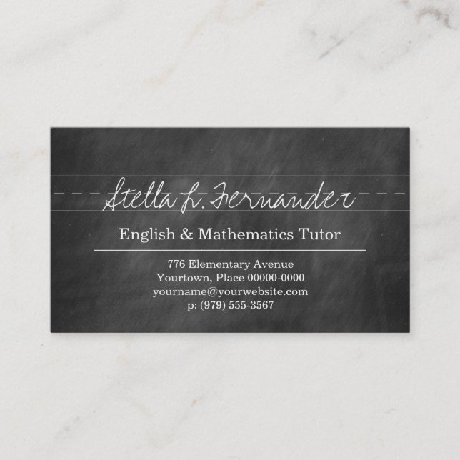 Carte De Visite Tuteur noir de professeur de tableau (Devant)