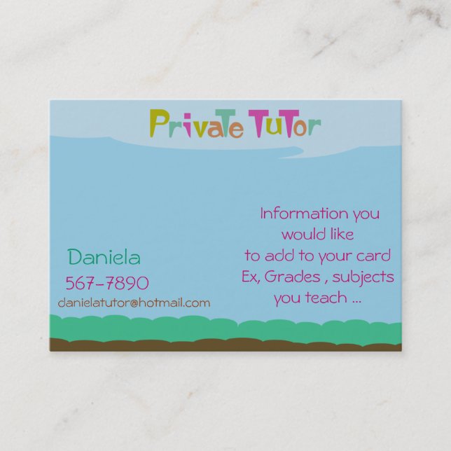 Carte De Visite Tuteur privé (Devant)