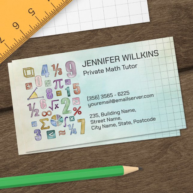 Carte De Visite Tuteur privé en mathématiques - Enseignant en math (Créateur téléchargé)