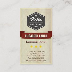 Carte De Visite Tutor de langue - Style de grunge rétro