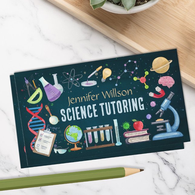 Carte De Visite Tutorat en science - Professeur d'aquarelle art (Créateur téléchargé)