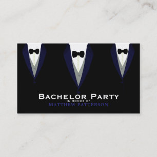Carte De Visite Tuxedo noir, élégant et moderne Bachelor Party Tic