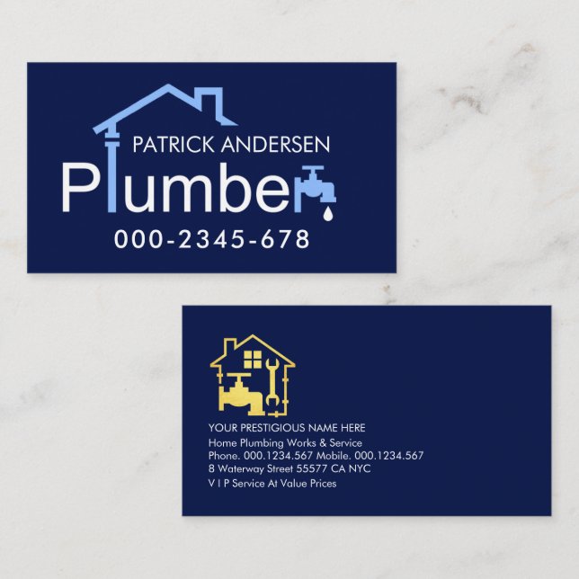 Carte De Visite Tuyauterie Home Plumber Creative (Devant / Derrière)