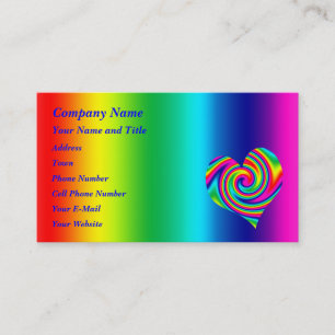 Carte De Visite Twirl arc-en-ciel en forme de coeur
