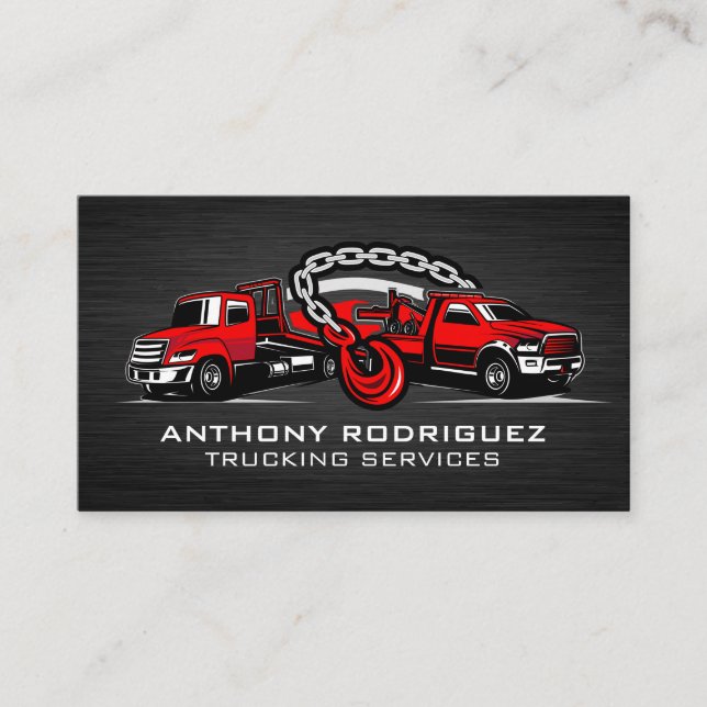 Carte De Visite Two Red Towing Trucks (Devant)