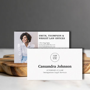 Carte De Visite Type classique Droit Juriste Avocat Photo Minimal