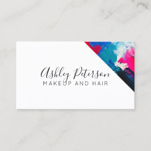 Carte De Visite Typographie bleue rose de maquillage de traçages
