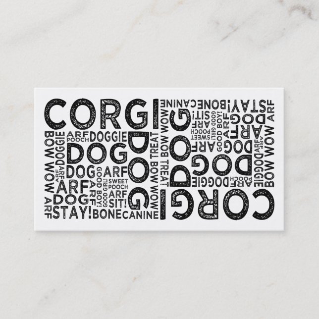 Carte De Visite Typographie de Corgi (Devant)