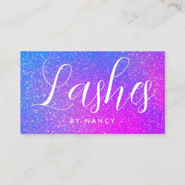 Carte De Visite Typographie de l'artiste Lash Parties scintillant  (Devant)