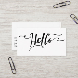 Carte De Visite Typographie de manuscrit de noir bonjour au-dessus