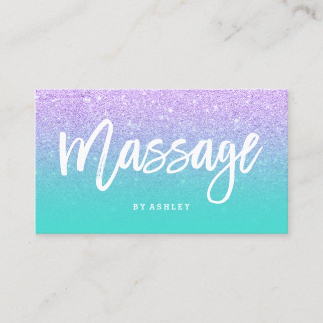 Carte De Visite Typographie de massage lavande parties scintillant (Devant)