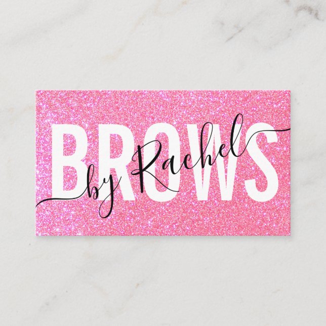 Carte De Visite Typographie de Parties scintillant rose vif Artist (Devant)