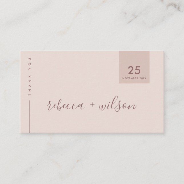 CARTE DE VISITE TYPOGRAPHIE DE ROSE BLANCHE MINIMALE MERCI MARIAGE (Devant)