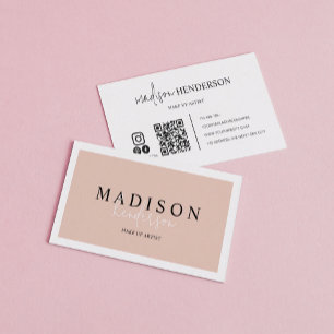 Carte De Visite Typographie de script Boho Professional Code QR