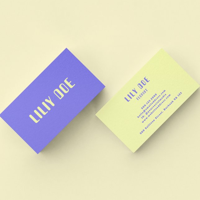 Carte De Visite Typographie Décontracté moderne Patel bleu jaune (Créateur téléchargé)