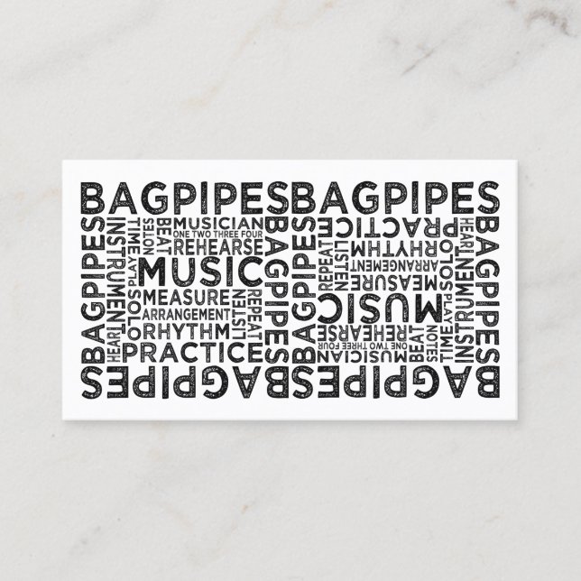 Carte De Visite Typographie des tuyaux (Devant)