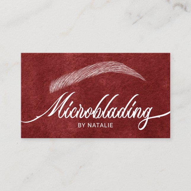 Carte De Visite Typographie du microblaiement du salon Eyebrow Red (Devant)