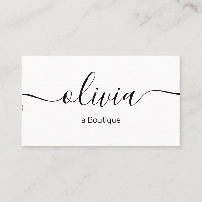 Carte De Visite Typographie du script de signature noir blanc (Devant)