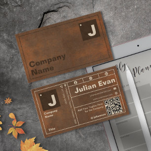 Carte De Visite Typographie en fer rouillé en gras Monogramme QR C