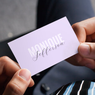 Carte De Visite Typographie en gras et script Lilac Lavender QR Co