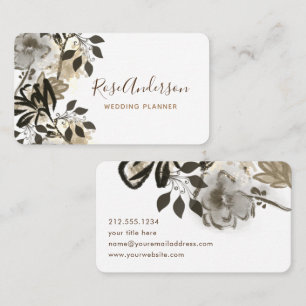 Carte De Visite Typographie florale botanique Golden Greenery