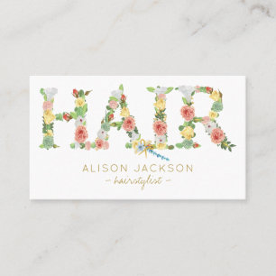 Carte De Visite Typographie florale coiffeur coiffeur salon