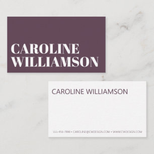 Carte De Visite Typographie Gras Minimaliste Contemporaine Mauve F