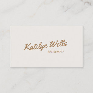 Carte De Visite Typographie manuscrite de script off White Gold