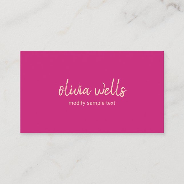Carte De Visite Typographie manuscrite simple Magenta Pink (Devant)