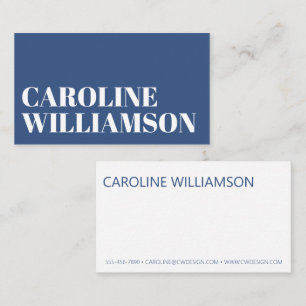 Carte De Visite Typographie minimale contemporaine en gras Bleu Bl