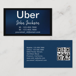 Carte De Visite Typographie minimaliste du conducteur Code QR bleu
