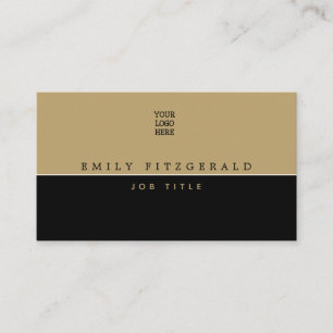 Carte De Visite Typographie minimaliste en noir et or/Votre logo