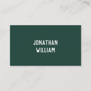 Carte De Visite Typographie minimaliste moderne Émeraude Livre ver