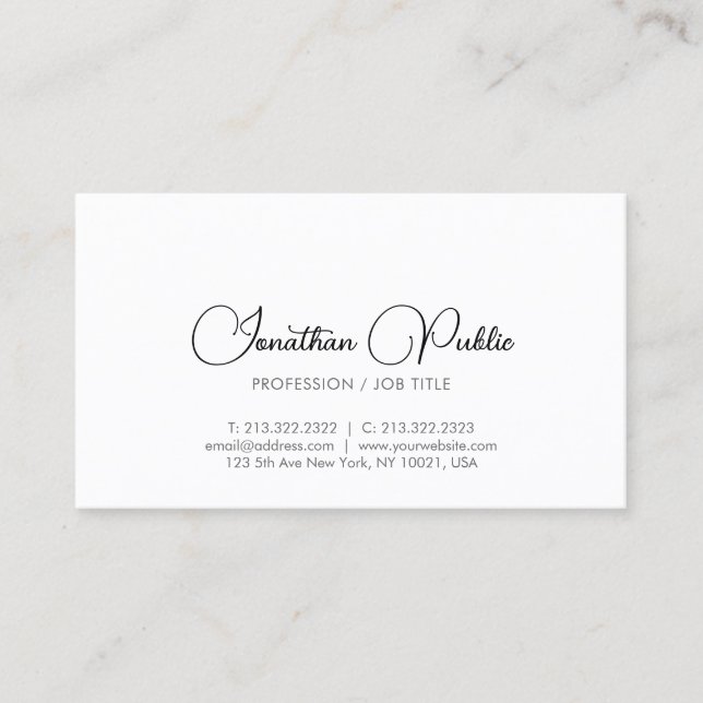 Carte De Visite Typographie minimaliste moderne personnalisée (Devant)