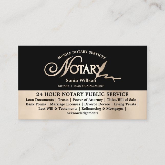 Carte De Visite Typographie Mobile Notaire & Loan Signature Agent  (Devant)