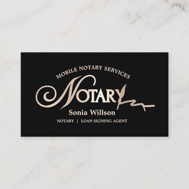 Carte De Visite Typographie Mobile Notaire & Loan Signature Agent  (Devant)