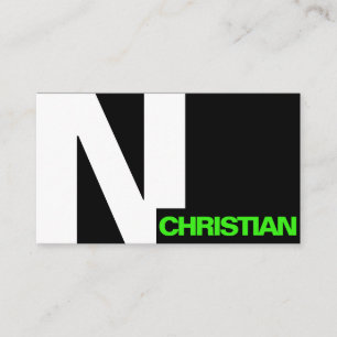 Carte De Visite Typographie moderne en gras initial en noir blanc 