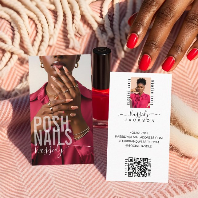 Carte De Visite Typographie moderne Gras Script Calligraphie QR Ph (Modern Bold Typography Script Calligraphy QR Photo Business Card)