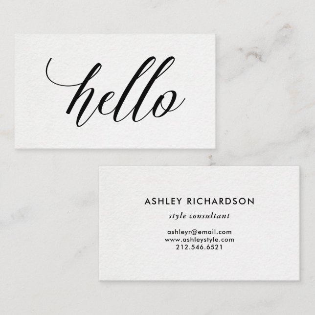 Carte De Visite Typographie moderne simple | bonjour (Devant / Derrière)
