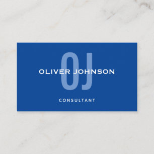Carte De Visite Typographie Monogramme Nom Initiales Bleu Blanc Bl