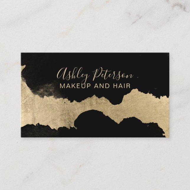 Carte De Visite Typographie noire de maquillage de cheveux de (Devant)