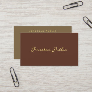 Carte De Visite Typographie Or Faux Script Texte Couleurs élégante