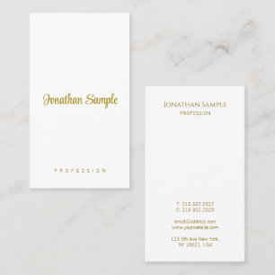 Carte De Visite Typographie Or Texte moderne Élégant Vertical