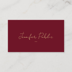 Carte De Visite Typographie personnalisée Texte Or Script Luxe Glo