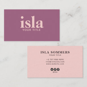 Carte De Visite Typographie professionnelle de blush prune poussié