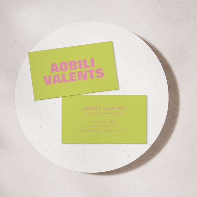 Carte De Visite Typographie rétro couleur gras Chartreuse rose (Créateur téléchargé)