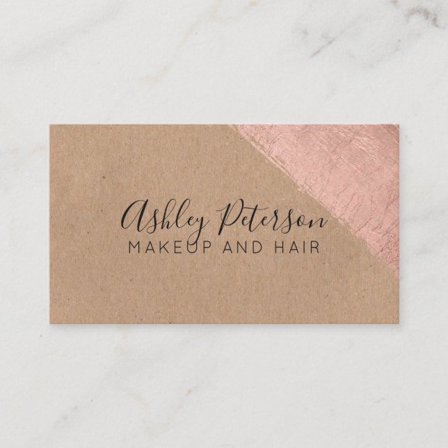Carte De Visite Typographie rose de maquillage de cheveux de (Devant)