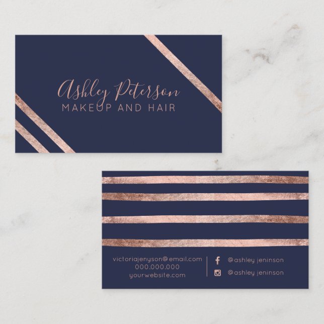 Carte De Visite Typographie rose de maquillage de cheveux de (Devant / Derrière)