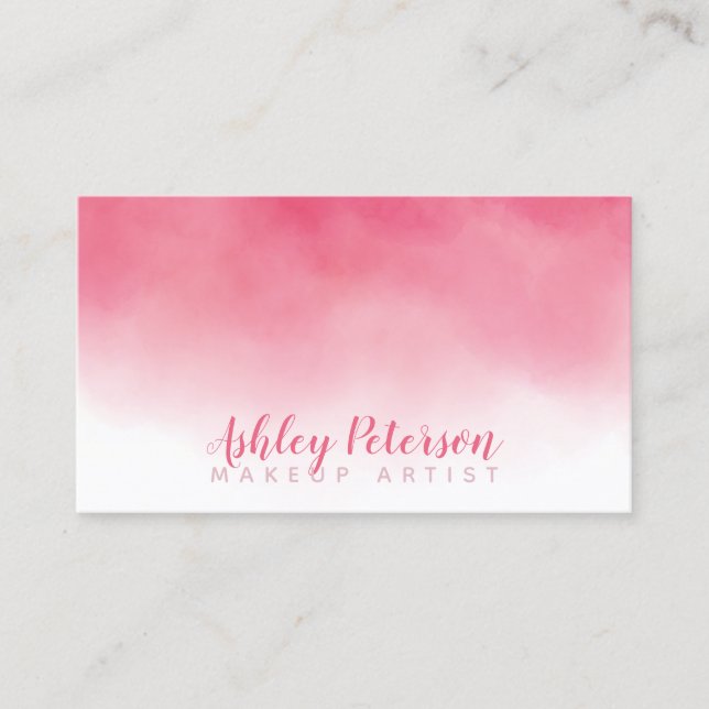 Carte De Visite Typographie rose de maquillage d'ombre d'aquarelle (Devant)