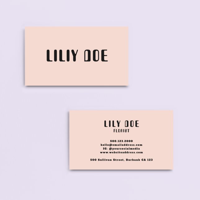 Carte De Visite Typographie rose et noire tendance féminine (Créateur téléchargé)